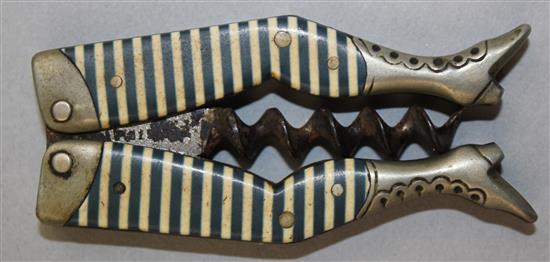 A German novelty folding corkscrew, 6.5in. when closed